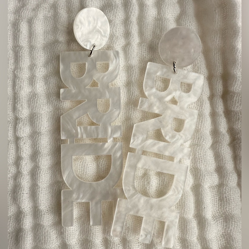 White Bride Statement Earrings